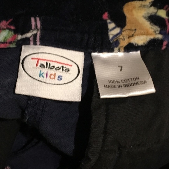 TALBOT KIDS Girls Navy Velvet Christmas Dog Print Pants 7Y - Picture 5 of 6